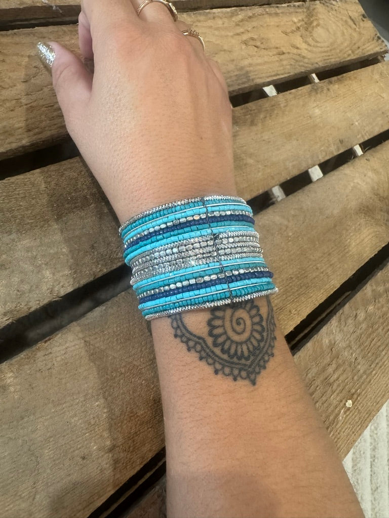 Parure collier et bracelet argent/turquoise ♻️