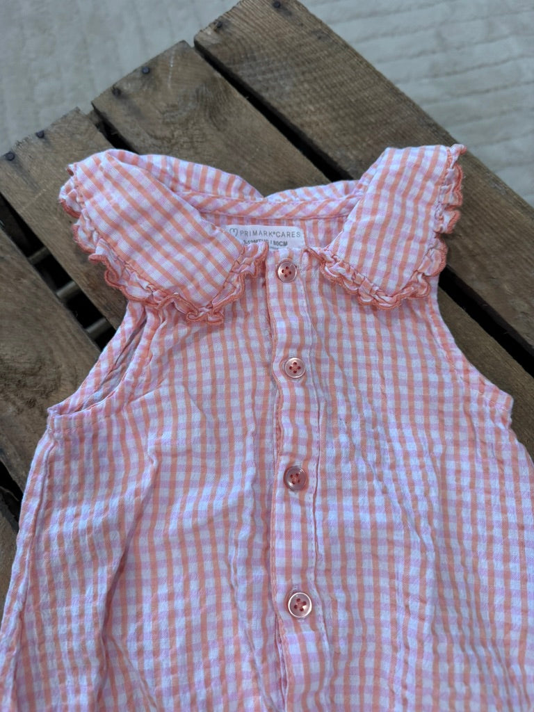 Blouse vichy corail/rose/blanc Primark 9-12 mois ♻️