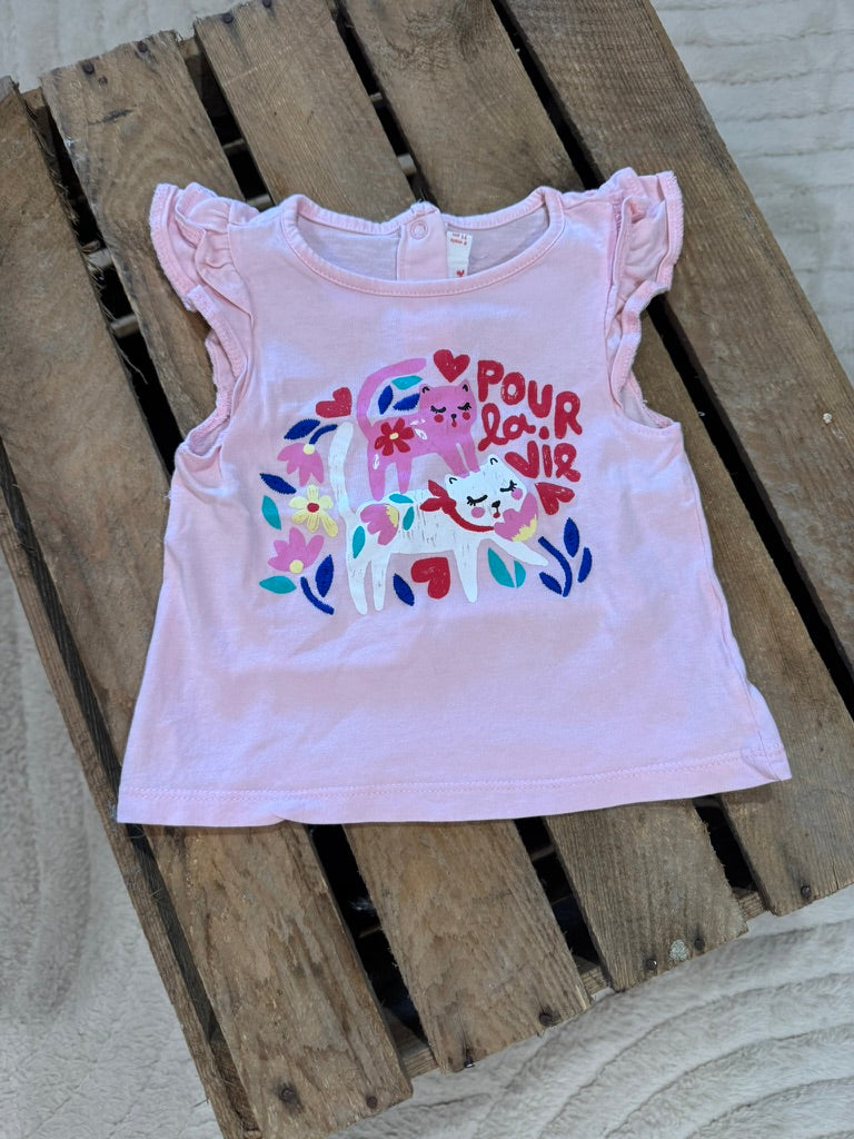 T-shirt "chat" rose Du Pareil au Même 9 mois ♻️