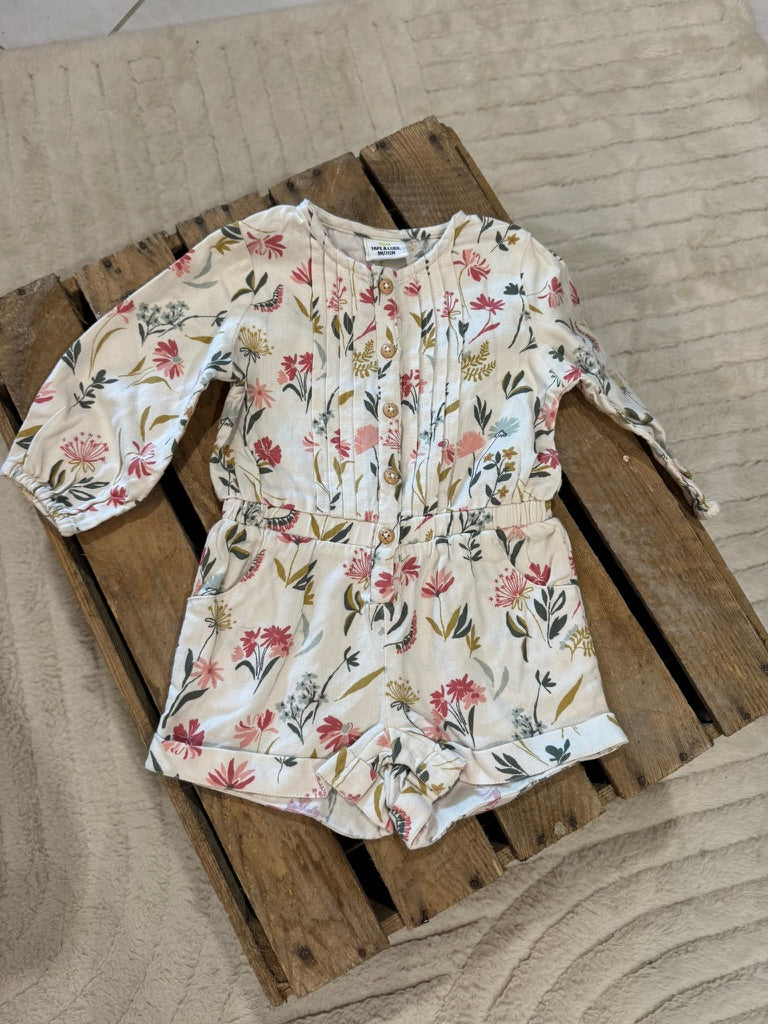 Combishort manches longues imprimé floral Tape à L'Oeil 9 mois ♻️