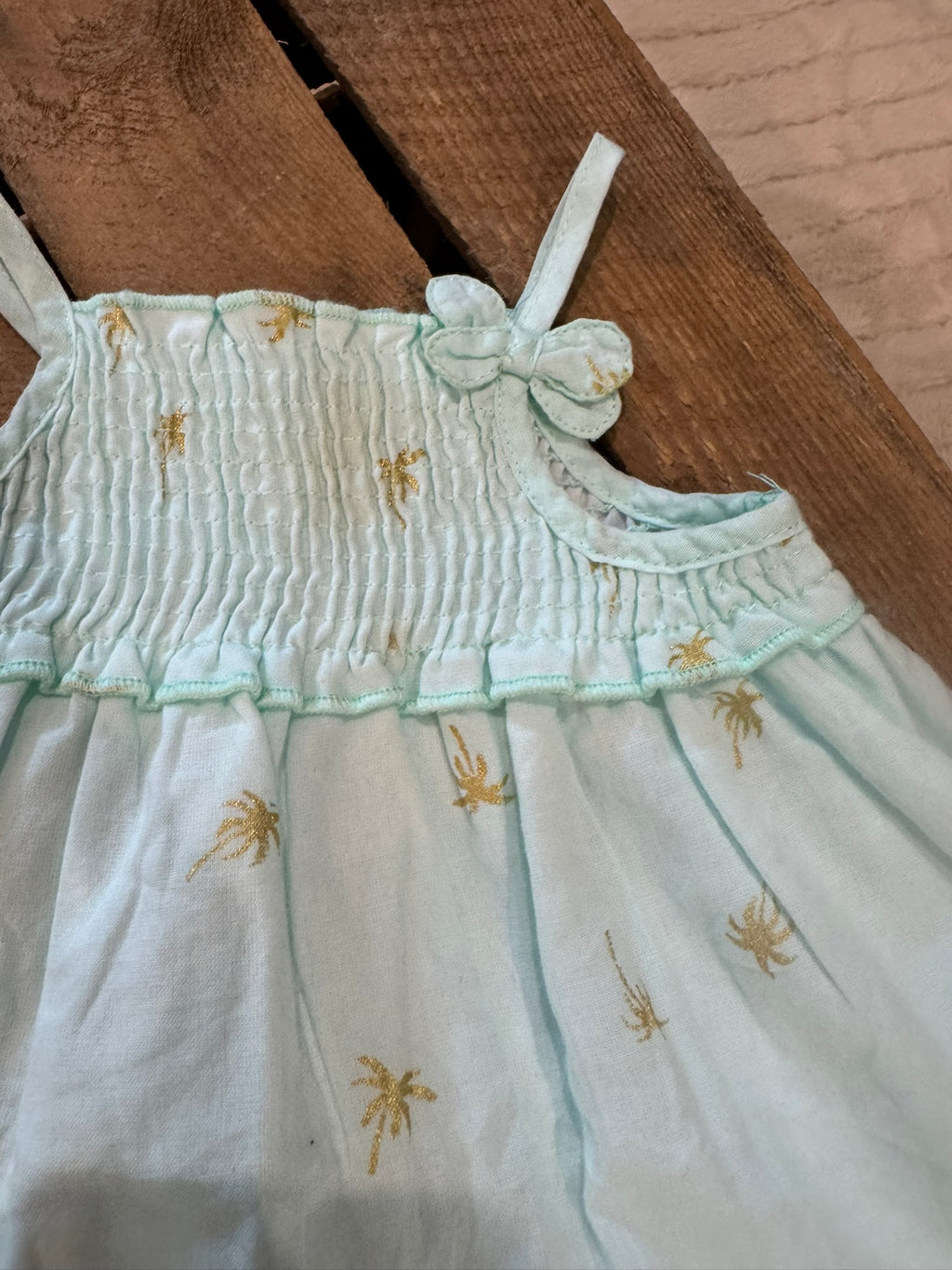 Robe "palmier or" vert d'eau Orchestra 6 mois ♻️