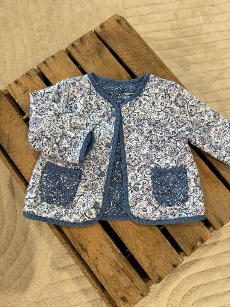 Veste matelassée réversible blanc/bleu/rose Du Pareil au Même 9 mois ♻️