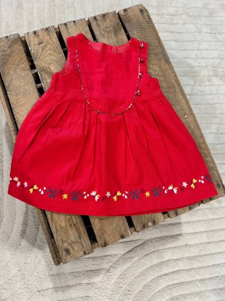 Robe broderie fleurs rouge Sergent Major 9 mois ♻️