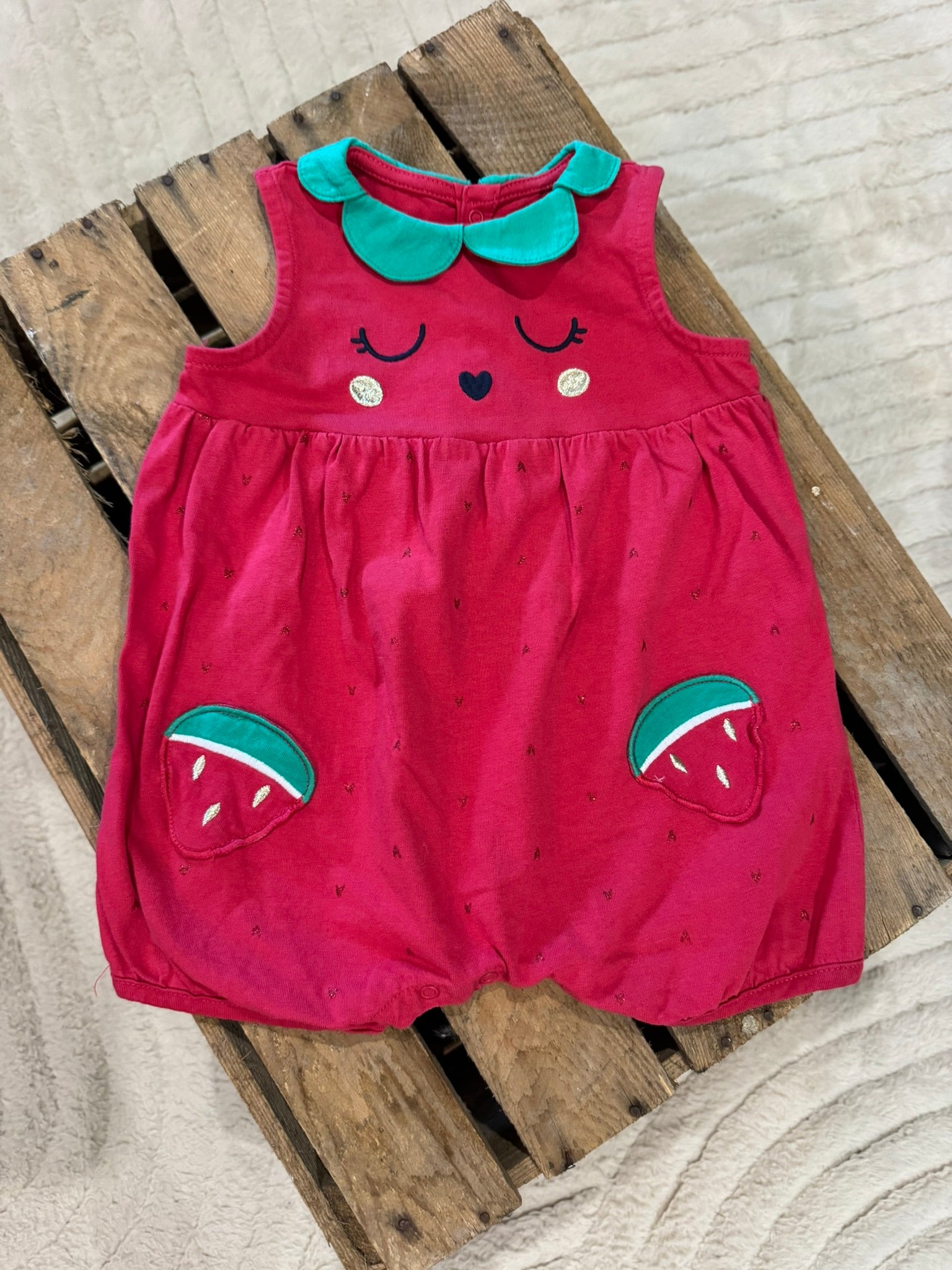 Combishort fraise 🍓 rouge Du Pareil au Même 12 mois ♻️