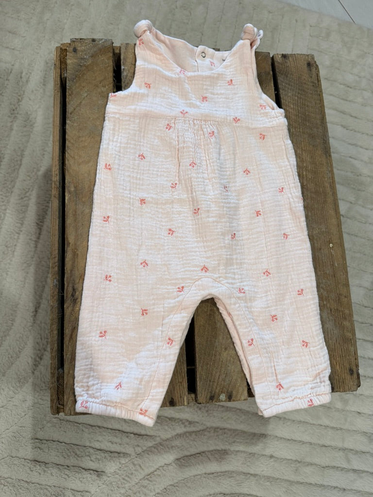 Combipantalon gaz de coton rose/abricot Vertbaudet 9 mois ♻️