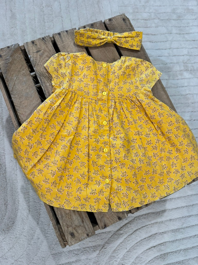 Robe "fleurs"+ bandeau moutarde Du Pareil au Même 6 mois ♻️