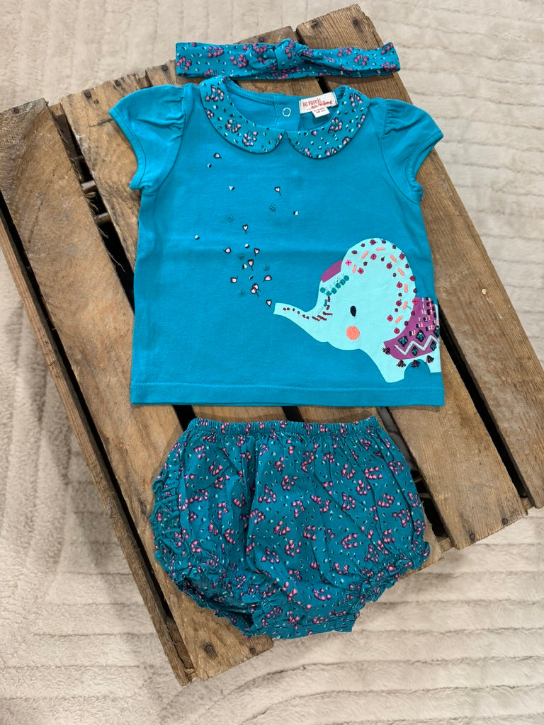 Ensemble t-shirt+bloomer+bandeau vert Du Pareil au Même 6 mois ♻️