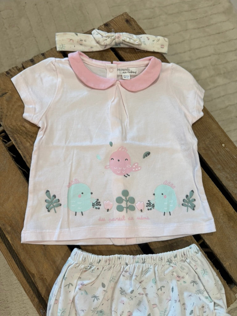 Ensemble t-shirt+bloomer+bandeau rose Du Pareil au Même 6 mois ♻️