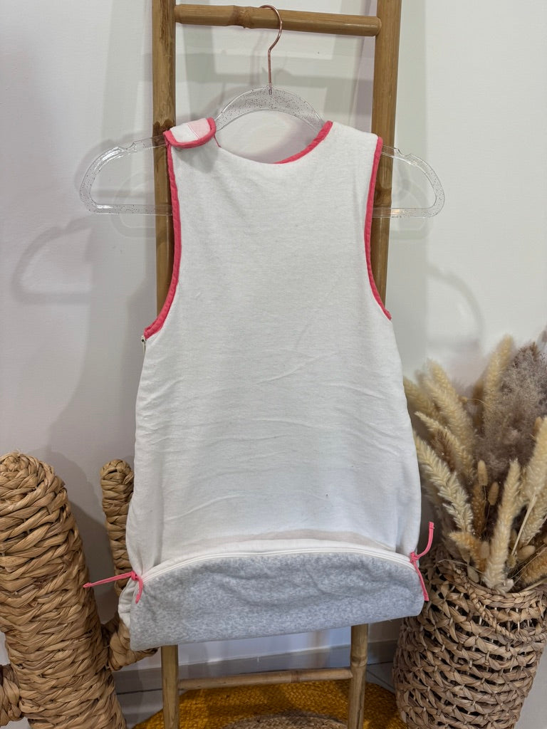 Gigoteuse en velours blanc/gris/rose Mots d'enfants - T.2 ♻️