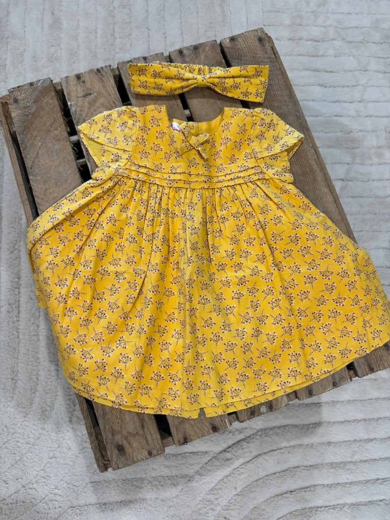 Robe "fleurs"+ bandeau moutarde Du Pareil au Même 6 mois ♻️