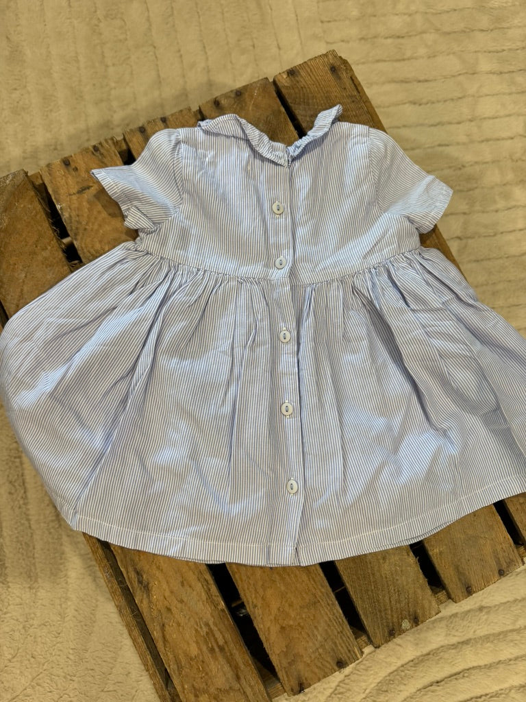 Robe broderie "papillon et soleil" rayures bleu/blanc Du pareil au Même 6 mois ♻️