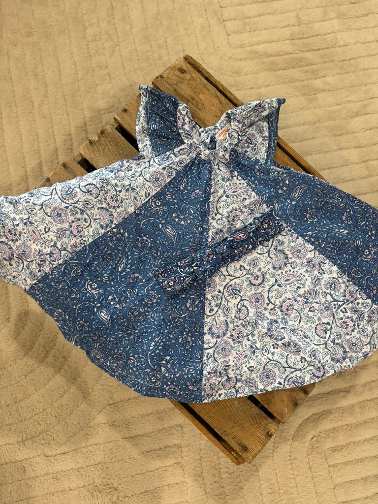 Robe fleurie évasée+ bandeau bleu/blanc Du Pareil eu Même 9 mois ♻️