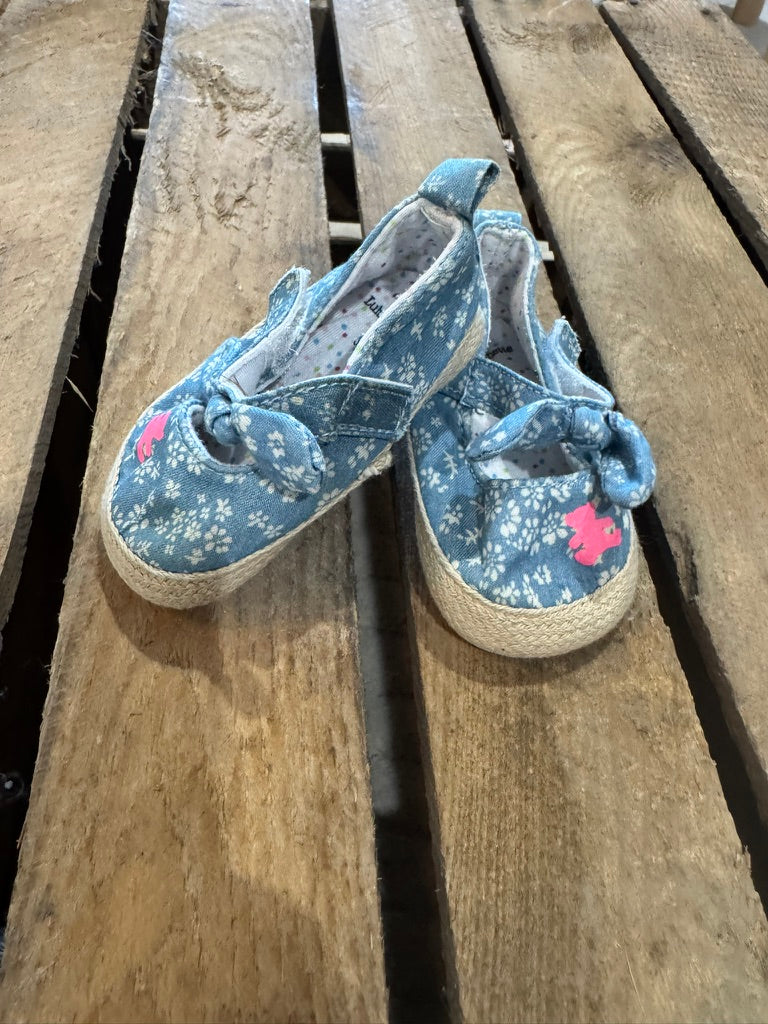Ballerines "Lulu Castagnette" tissu bleu Gémo 3-6 mois ♻️