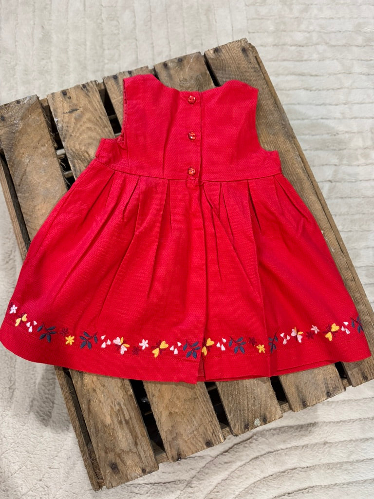 Robe broderie fleurs rouge Sergent Major 9 mois ♻️