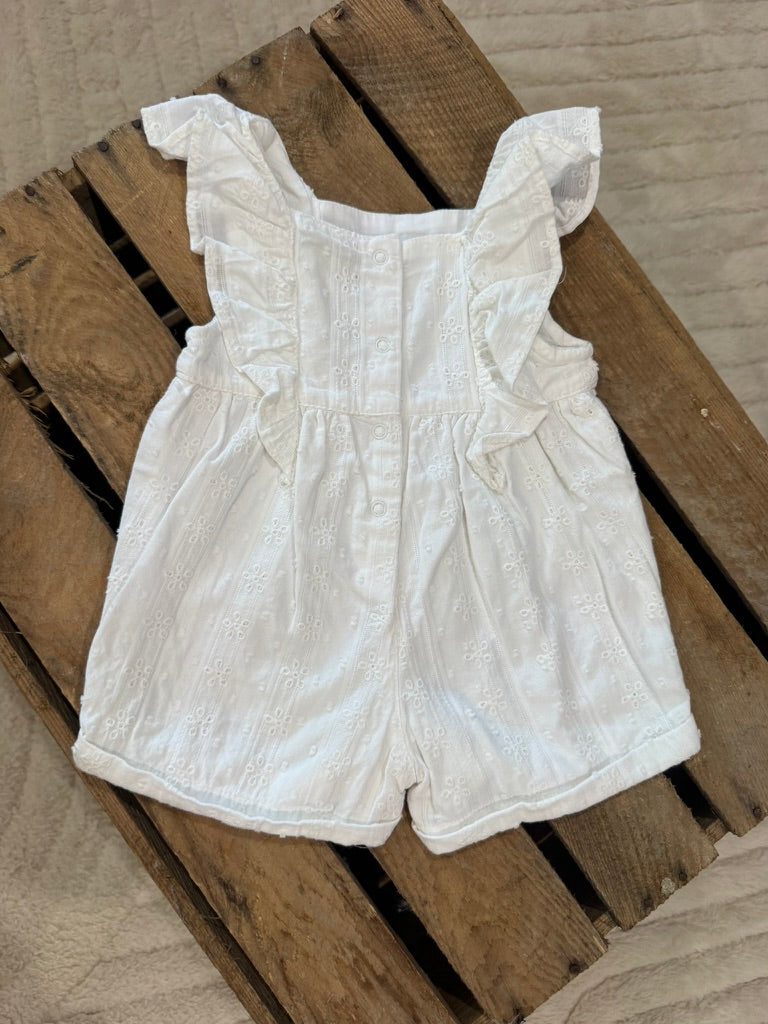 Combishort blanc broderies fleurs Tape à l'Oeil 3 mois ♻️