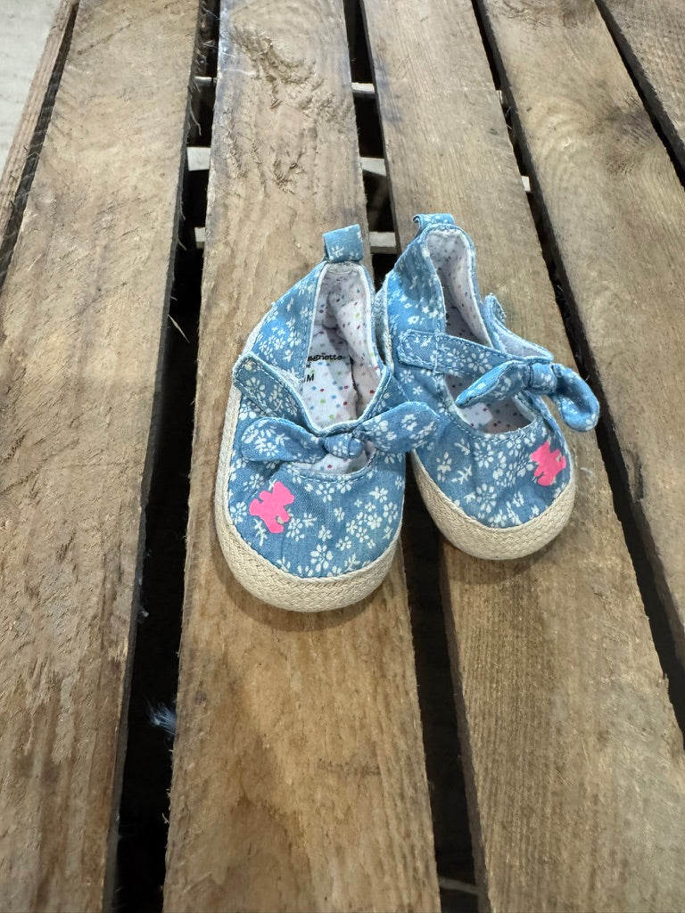 Ballerines "Lulu Castagnette" tissu bleu Gémo 3-6 mois ♻️