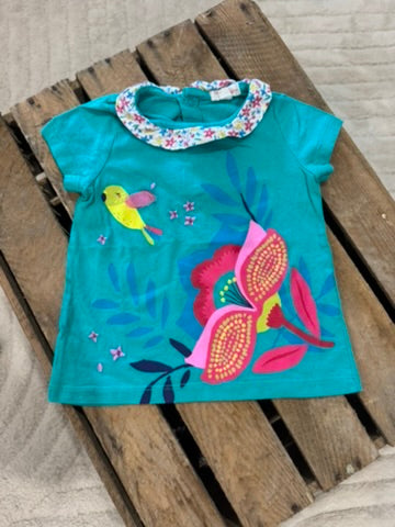 T-shirt imprimé fleur et oiseau vert Du Pareil au Même 18 mois ♻️