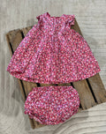 Robe "fleurs roses"+ bloomer rose/rouge Du Pareil au Même 6 mois ♻️