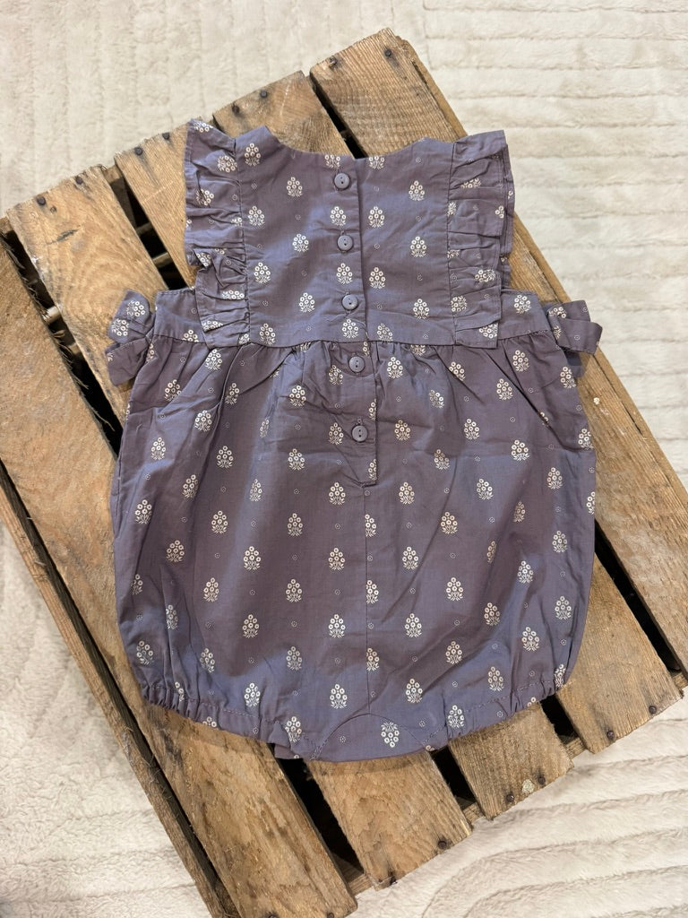 Combinaison courte taupe fleurs or Du Pareil au Même 6 mois ♻️