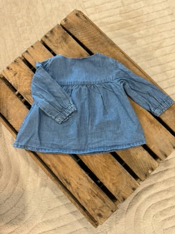 Blouse jeans broderies fleurs Sergent Major 3 mois ♻️