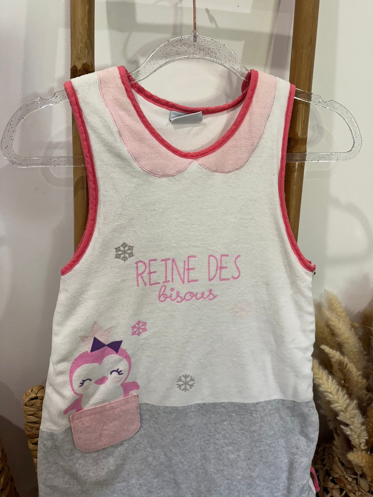 Gigoteuse en velours blanc/gris/rose Mots d'enfants - T.2 ♻️