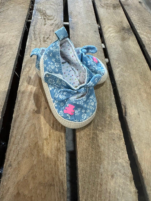 Ballerines "Lulu Castagnette" tissu bleu Gémo 3-6 mois ♻️