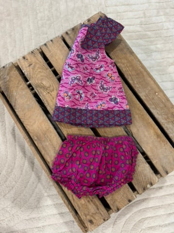 Ensemble blouse "papillon" + bloomer violet Du Pareil au Même 6 mois ♻️
