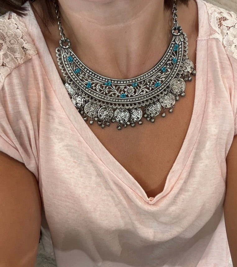 Parure collier et bracelet argent/turquoise ♻️