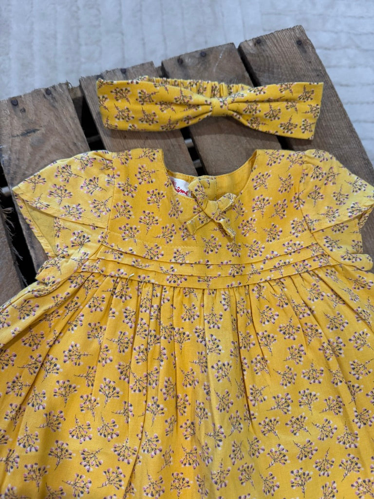 Robe "fleurs"+ bandeau moutarde Du Pareil au Même 6 mois ♻️
