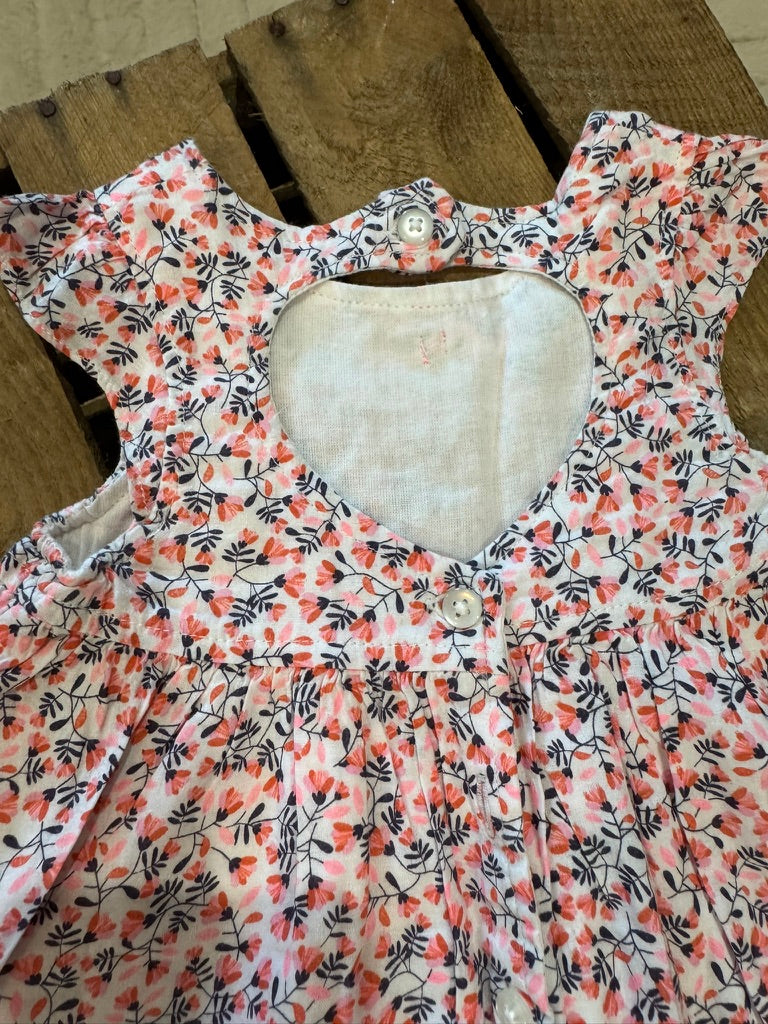 Robe "dos coeur" fleurs blanc/rose Orchestra 6 mois ♻️
