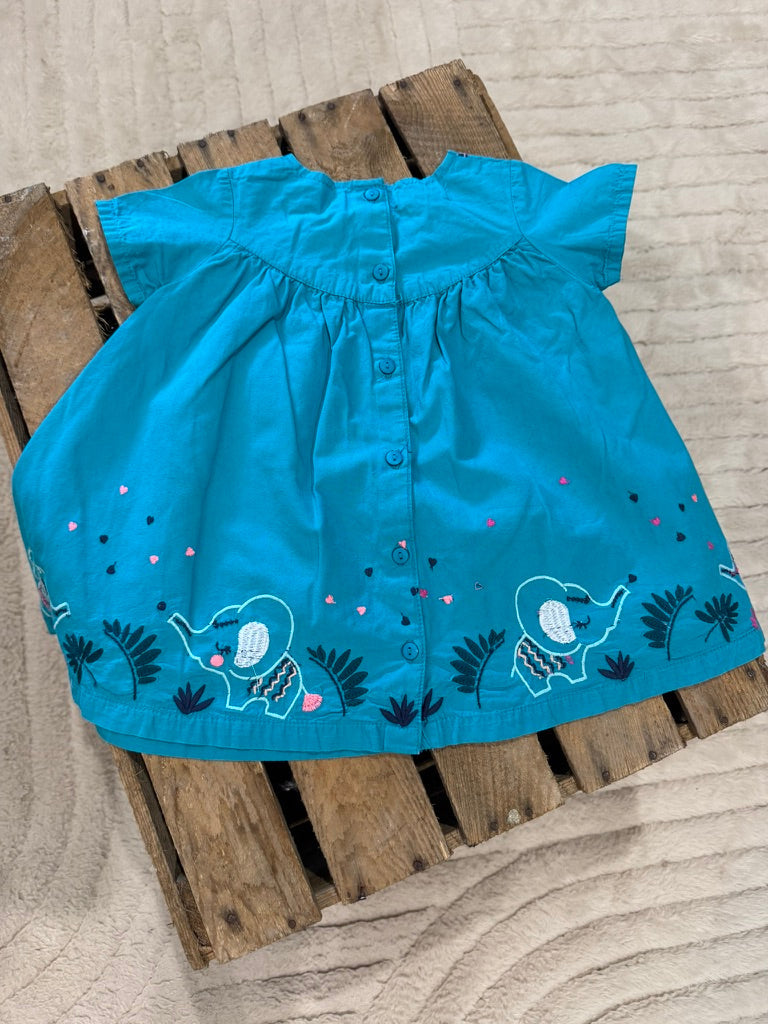 Robe "éléphant" vert turquoise Du Pareil au Même 9 mois ♻️