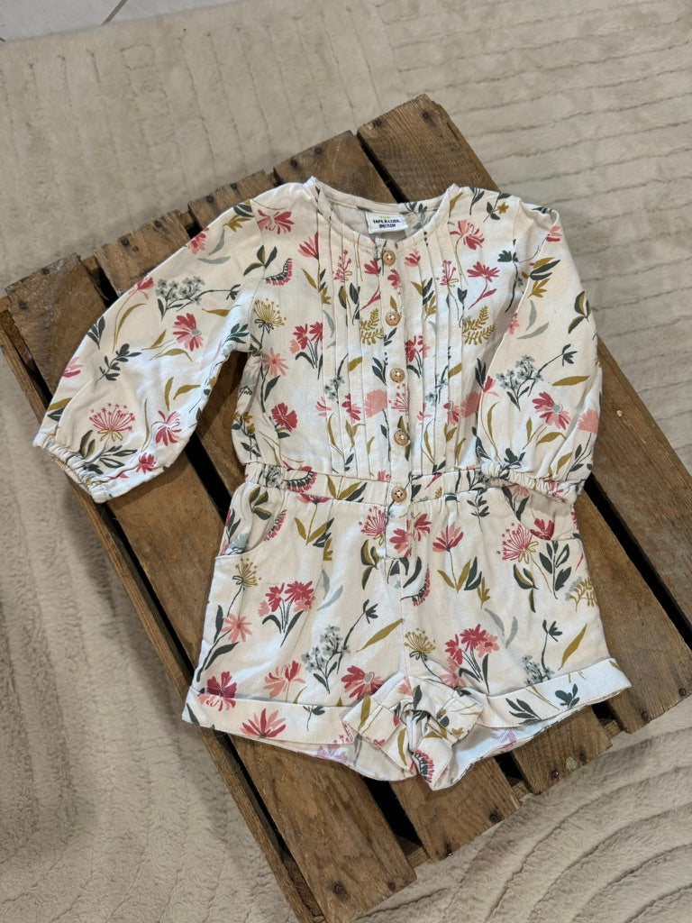 Combishort manches longues imprimé floral Tape à L'Oeil 9 mois ♻️