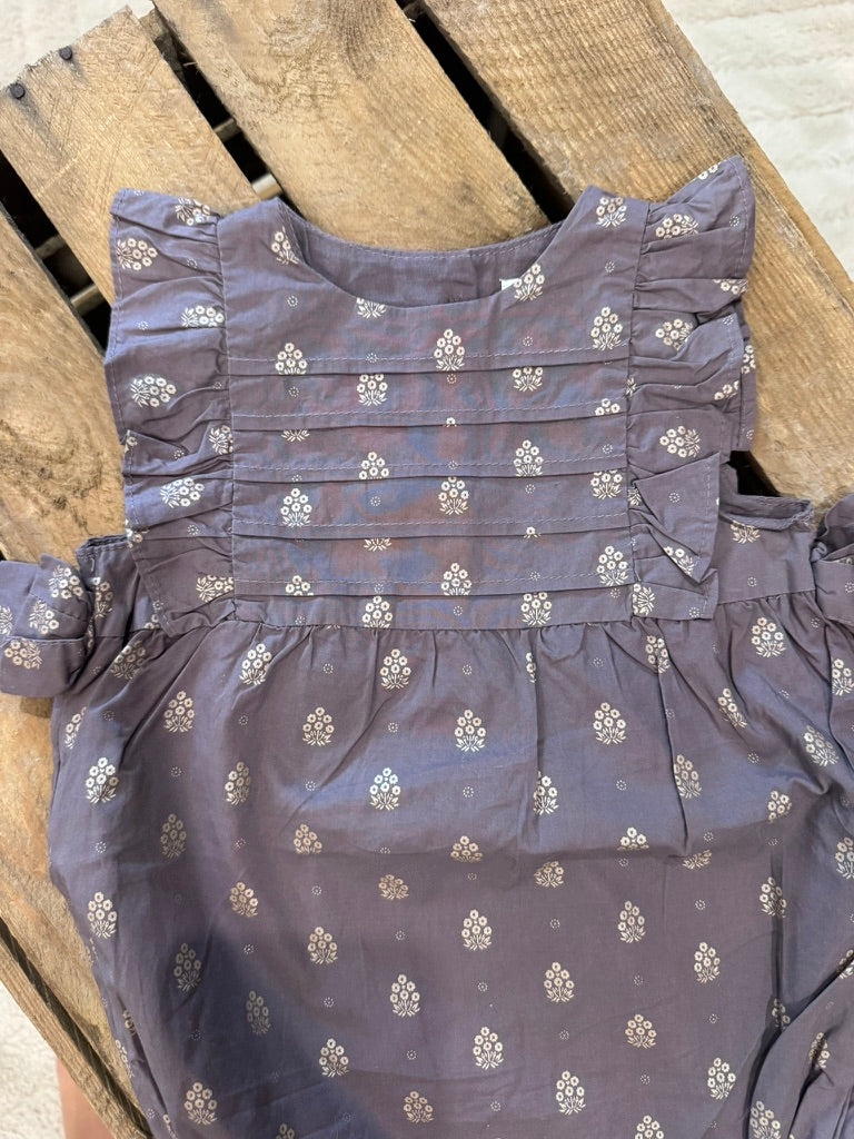Combinaison courte taupe fleurs or Du Pareil au Même 6 mois ♻️