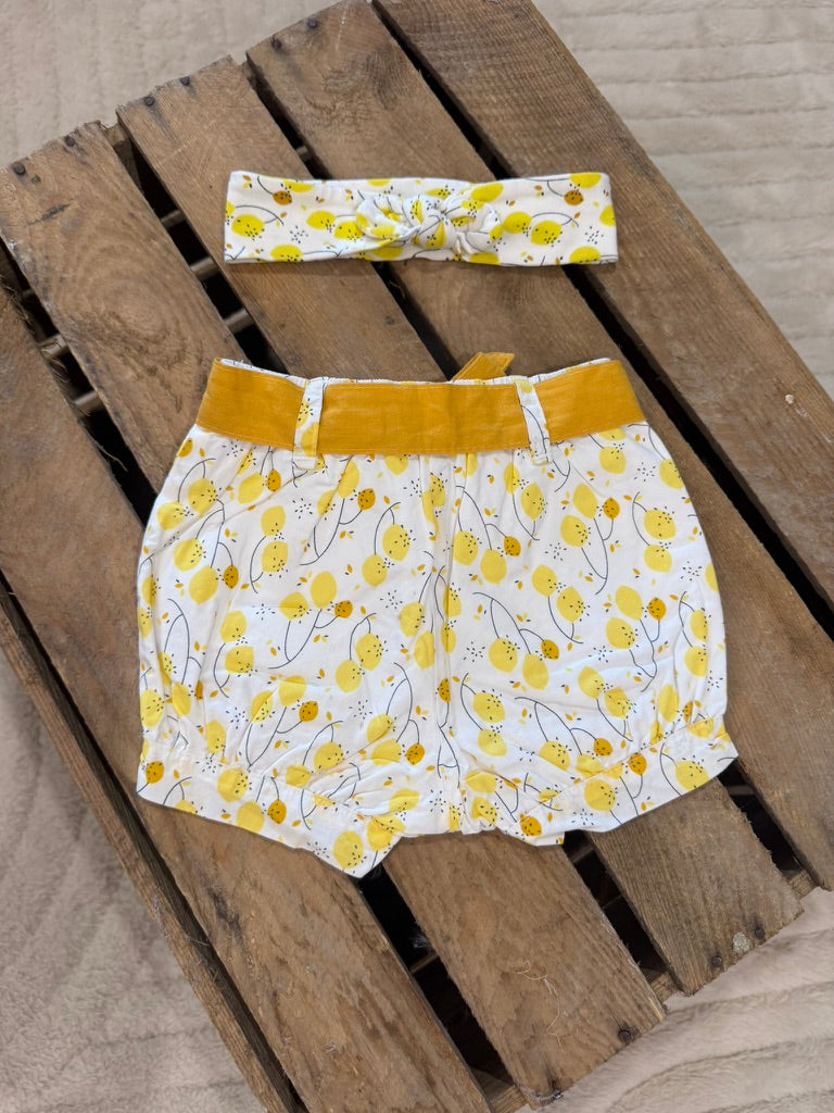 Short "citron"+ bandeau jaune/blanc Du Pareil au Même 6 mois ♻️