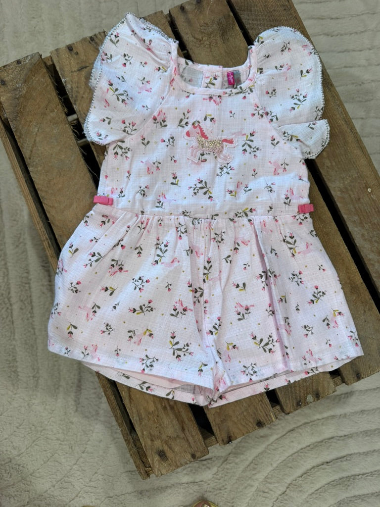 Combishort "licorne" floral rose Orchestra 6 mois ♻️