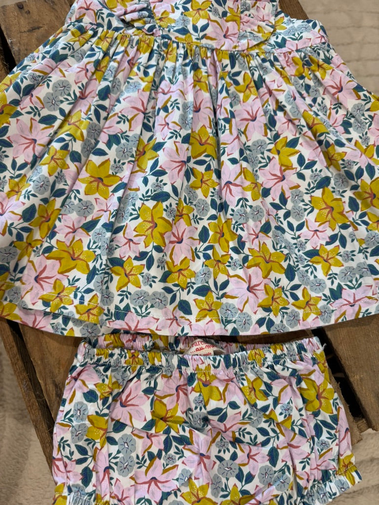 Robe fleurie+ bloomer vert/rose/blanc Du Pareil au Même 9 mois ♻️