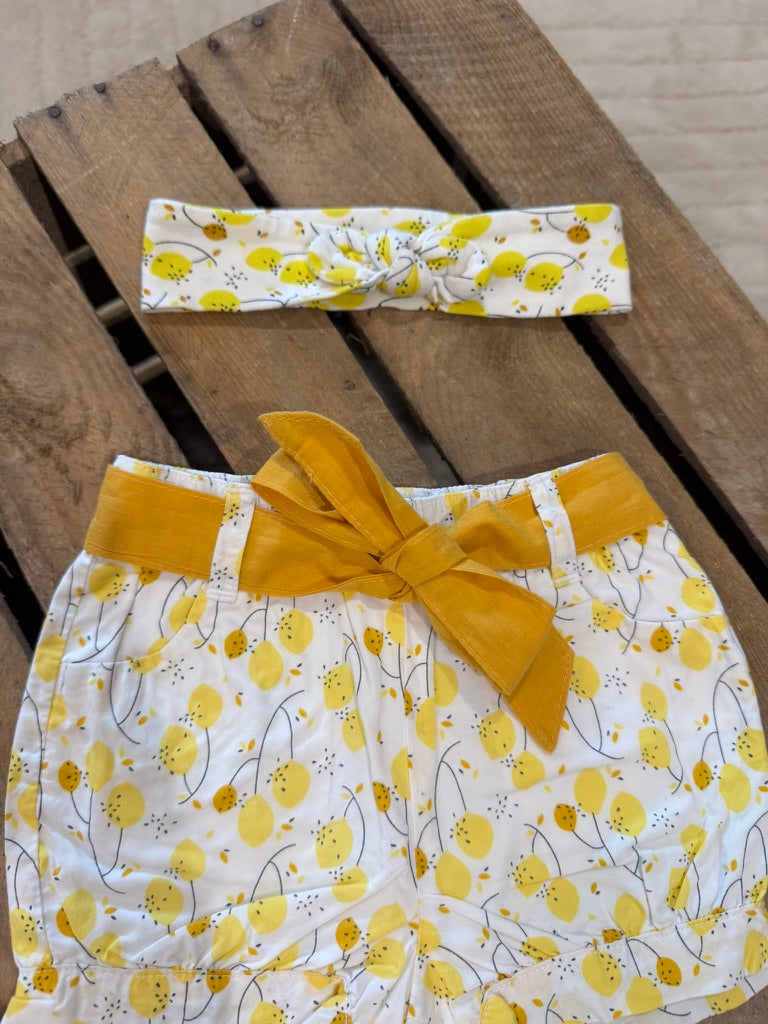 Short "citron"+ bandeau jaune/blanc Du Pareil au Même 6 mois ♻️