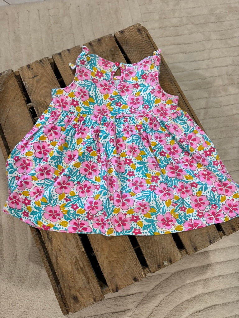 Robe grosses fleurs rose/vert/blanc Du Pareil au Même 9 mois ♻️