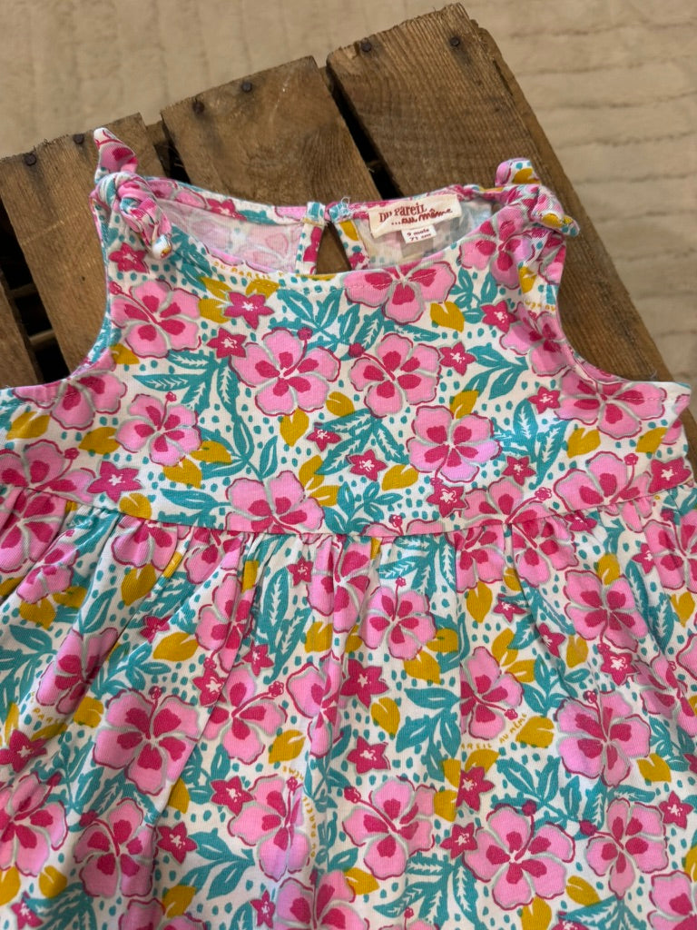 Robe grosses fleurs rose/vert/blanc Du Pareil au Même 9 mois ♻️