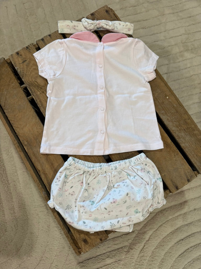 Ensemble t-shirt+bloomer+bandeau rose Du Pareil au Même 6 mois ♻️