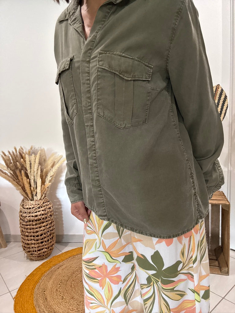 Chemise en lyocell poches poitrine kaki H&M - 36 ♻️