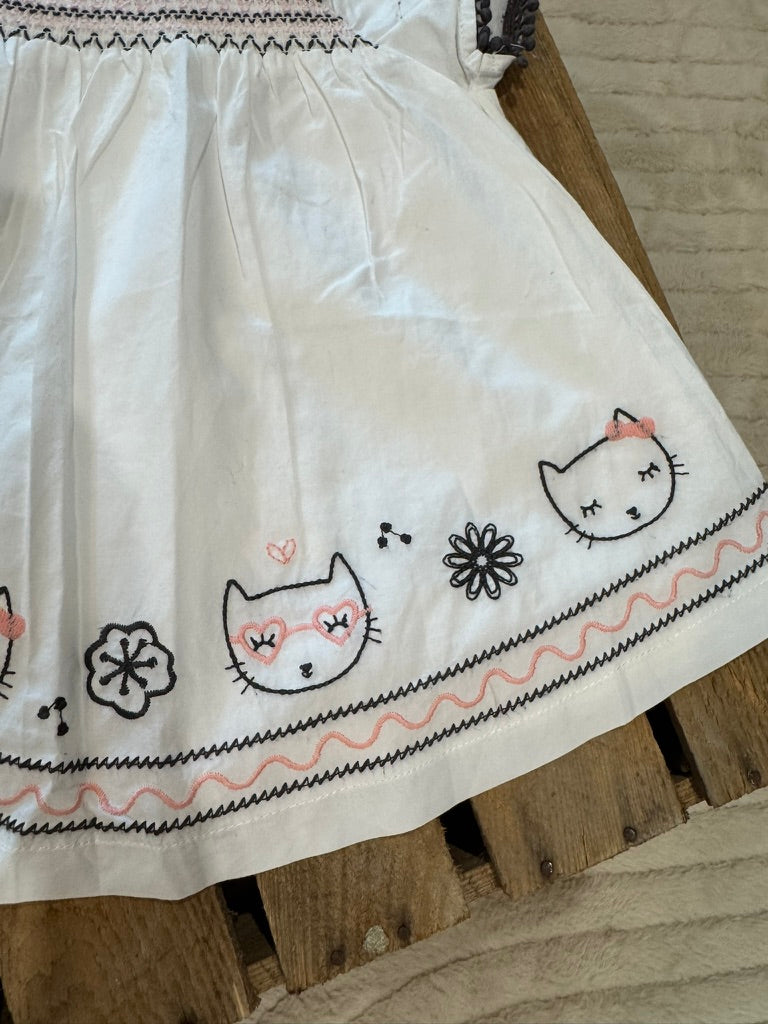Robe blanche "tête de chat" blanc Du Pareil au Même 6 mois ♻️