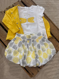 Ensemble 3 pièces jaune/blanc Obaibi 6 mois ♻️