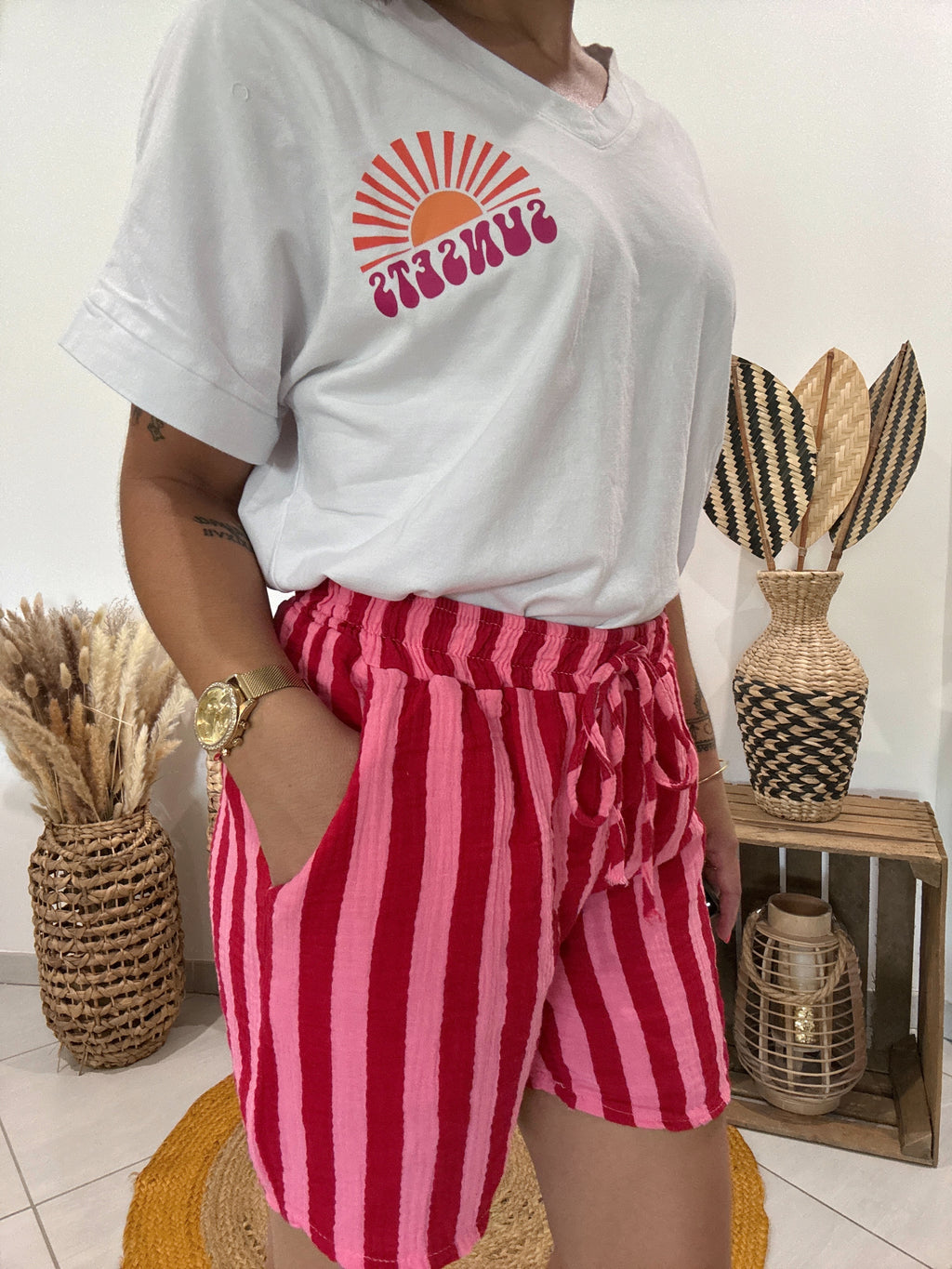 T-shirt imprimé "Sunsets" blanc 🌞