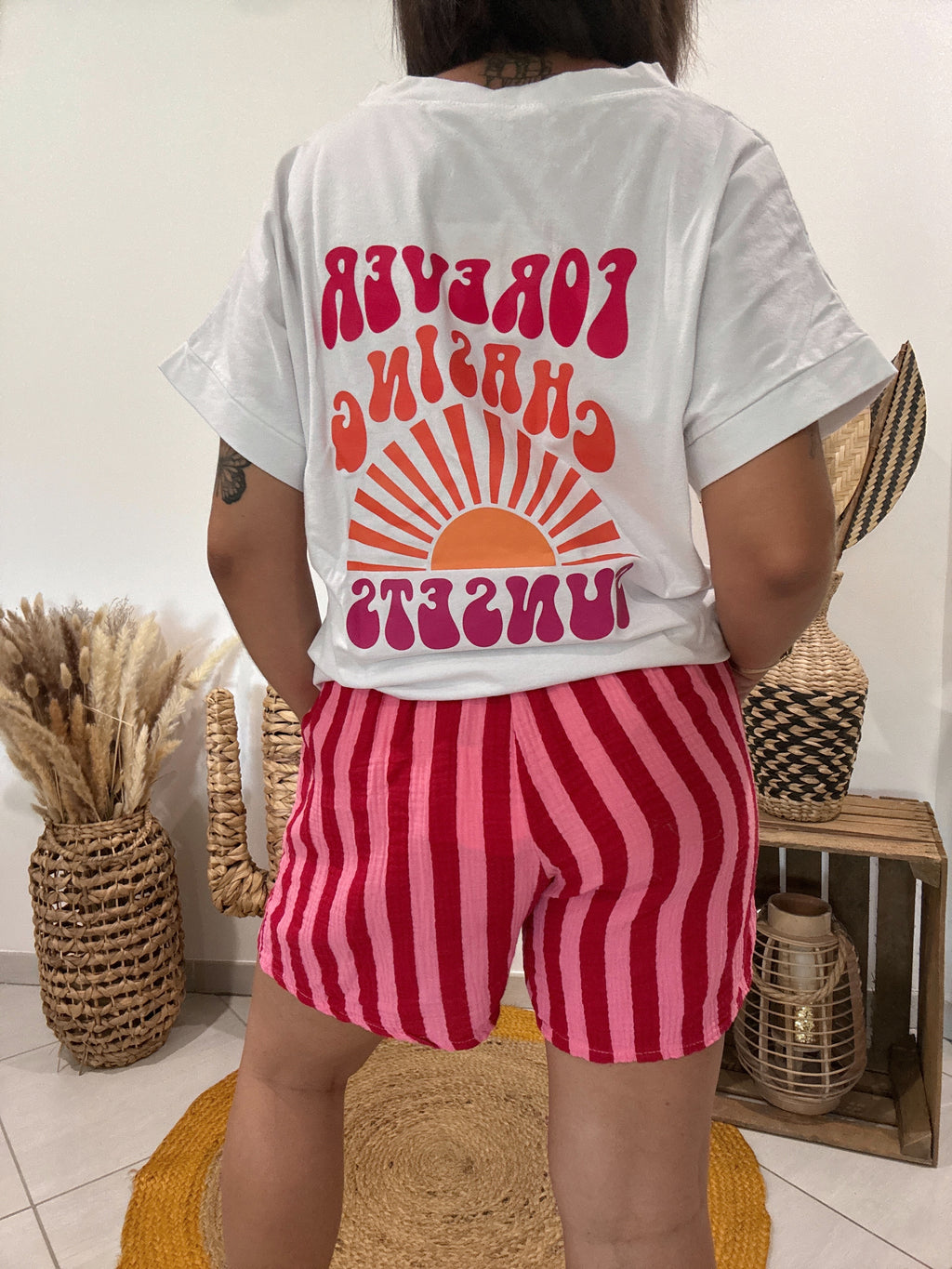 T-shirt imprimé "Sunsets" blanc 🌞