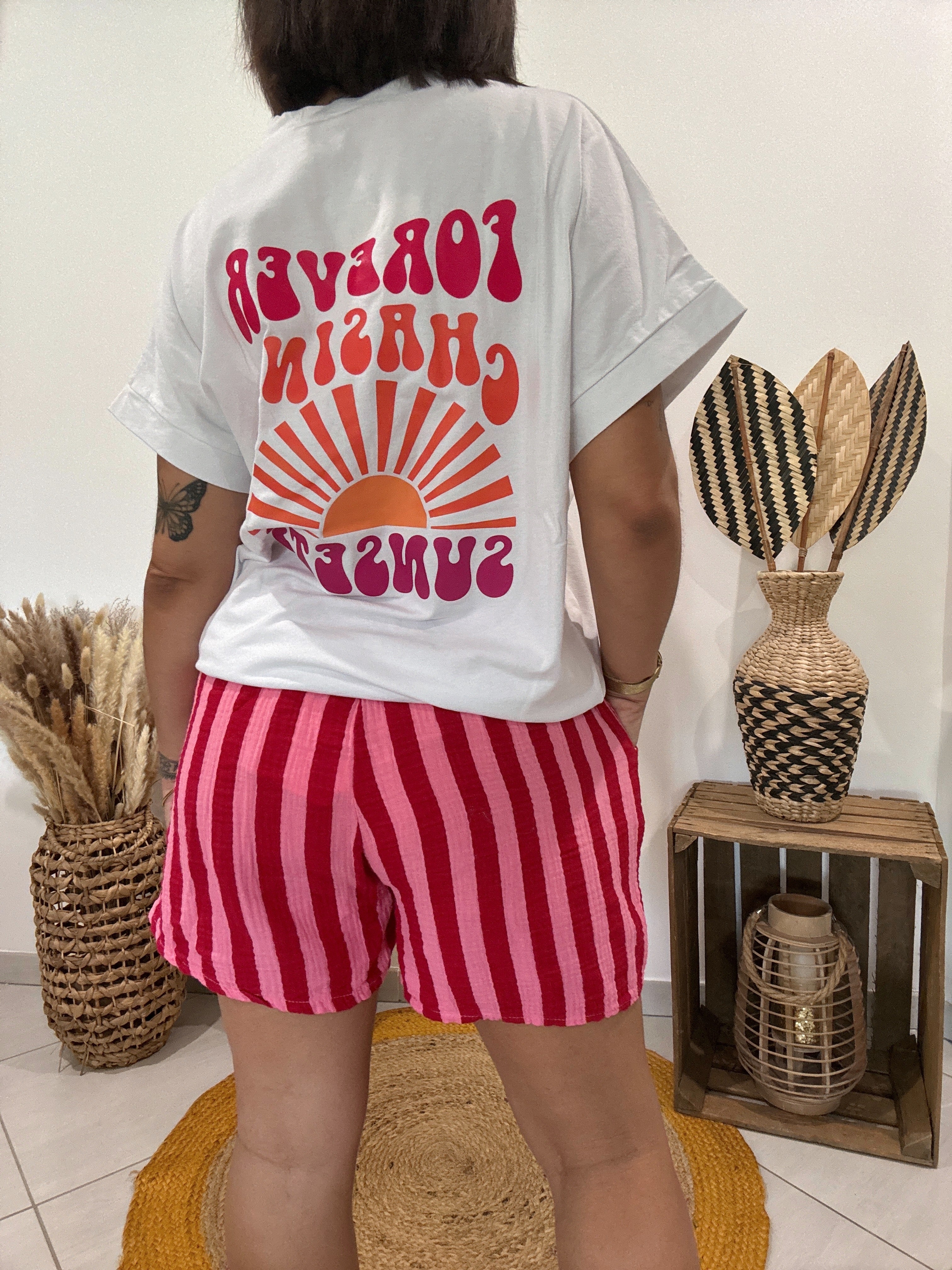 T-shirt imprimé "Sunsets" blanc 🌞