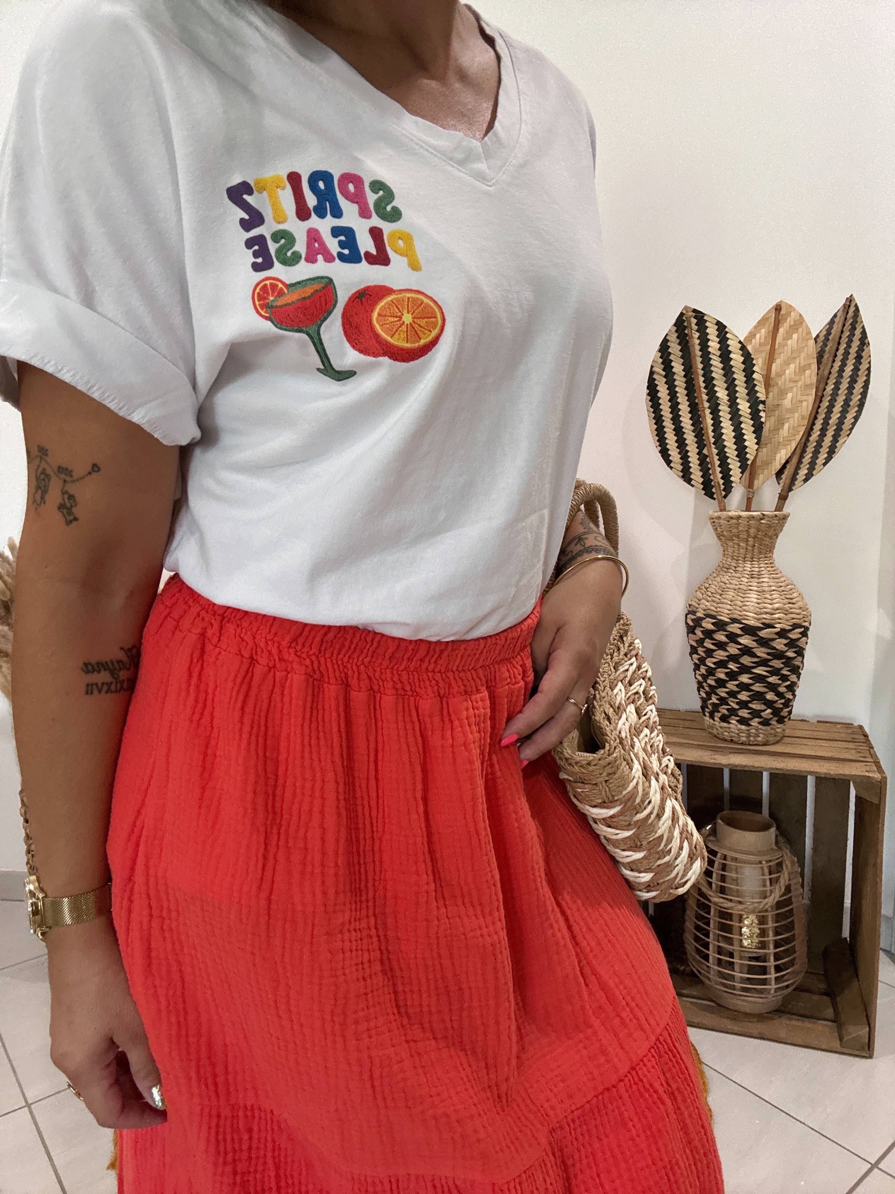 T-shirt imprimé "Spritz Please" blanc 🍹