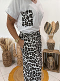 T-shirt blanc avec poche imprimé léopard 🐆