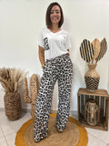 Pantalon en gaz de coton imprimé léopard 🐆