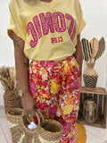 T-shirt jaune imprimé "Iconic"